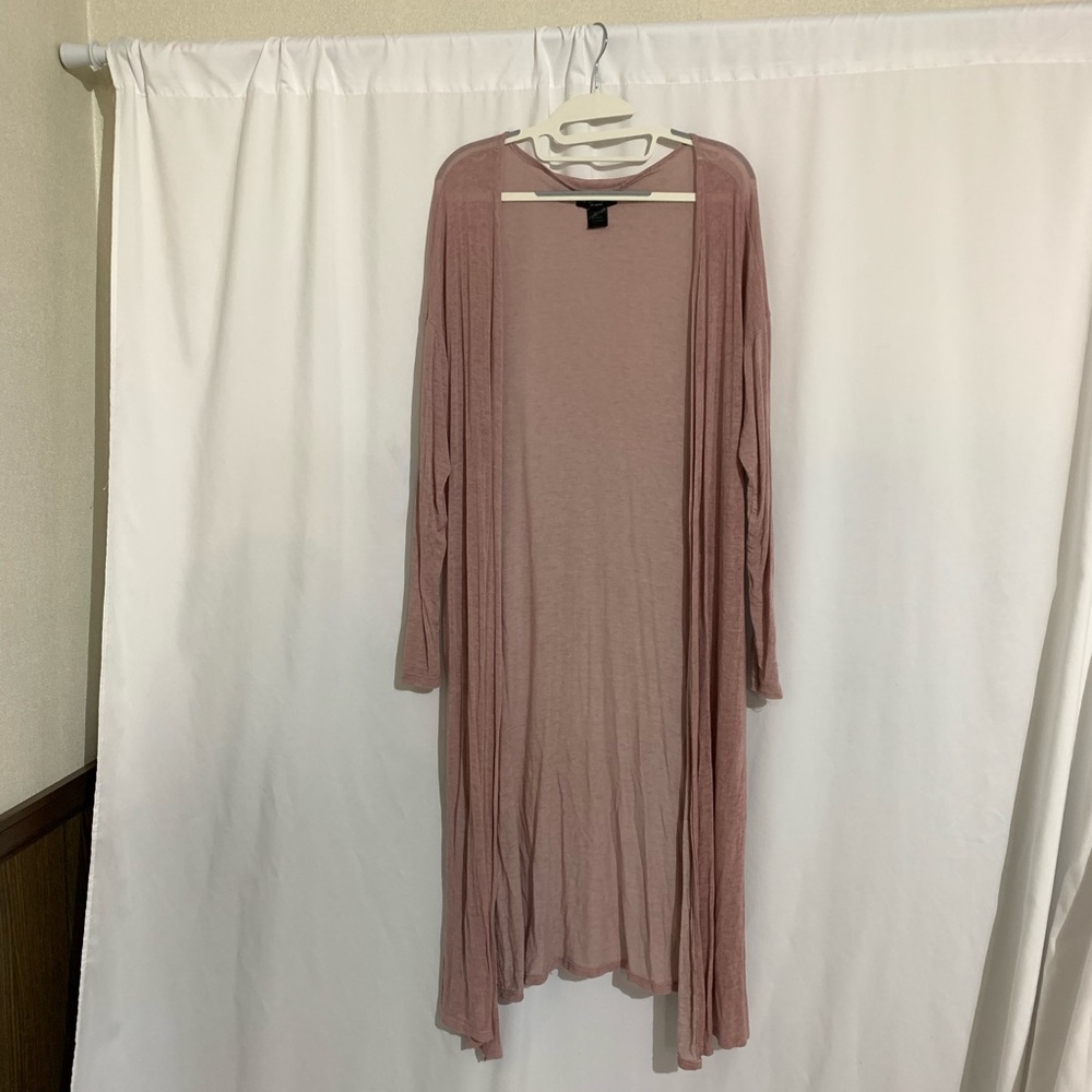 Long pink thin cardigan